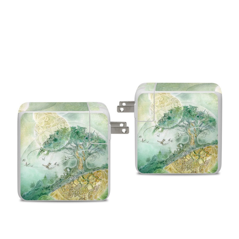 Apple 96W USB-C Power Adapter Skin design of Illustration, Organism, Art, World, Fictional character, with green, yellow, brown colors
