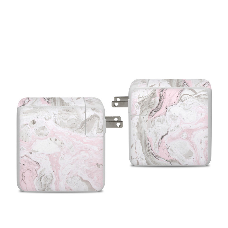 Apple 96W USB-C Power Adapter Skin design of White, Pink, Pattern, Illustration, with pink, gray, white colors