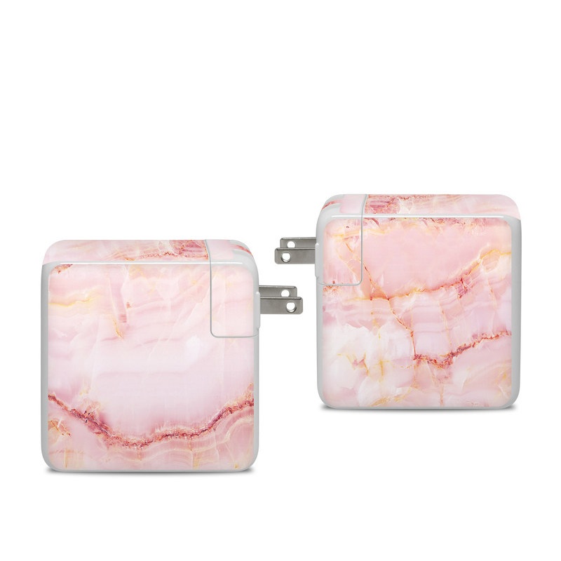 Apple 96W USB-C Power Adapter Skin design of Pink, Peach, with white, pink, red, yellow, orange colors