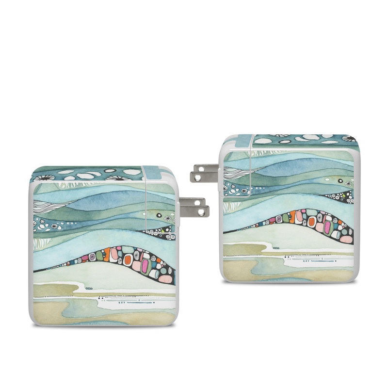 Apple 96W USB-C Power Adapter Skin design of Line, Illustration, Art, with blue, green, orange, pink, black, white, yellow colors