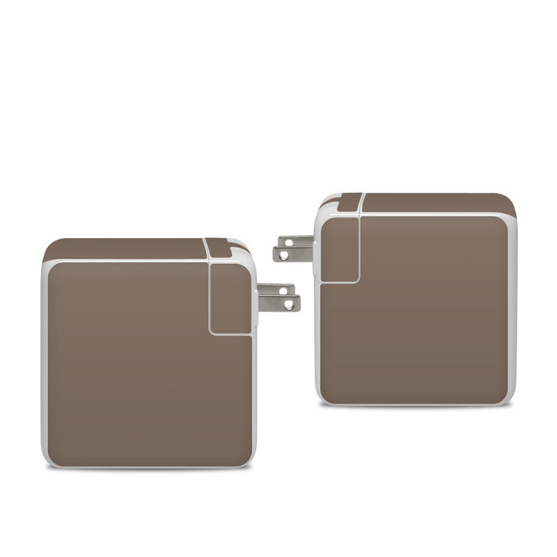 Apple 96W USB-C Power Adapter Skin design of Brown, Text, Beige, Material property, Font, with brown colors