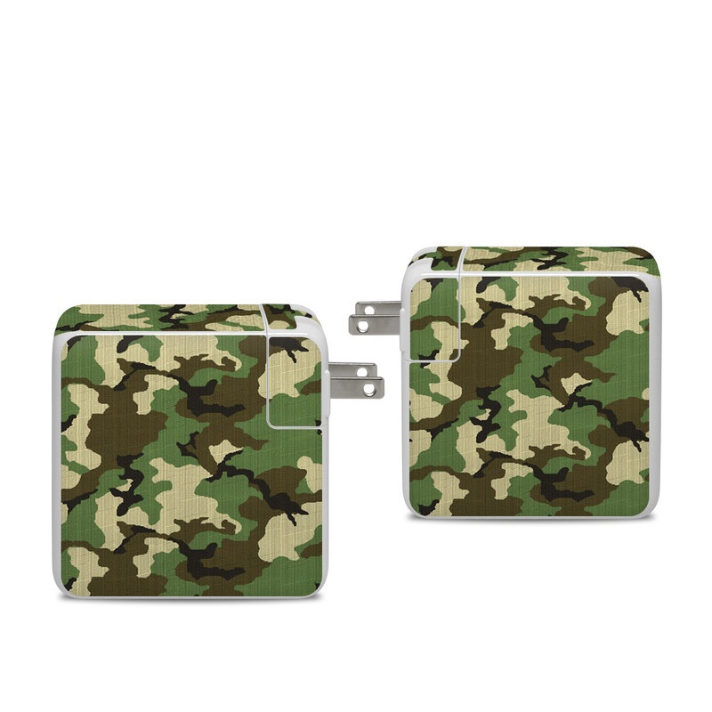 Apple 96W USB-C Power Adapter Skin design of Military camouflage, Camouflage, Clothing, Pattern, Green, Uniform, Military uniform, Design, Sportswear, Plane, with black, gray, green colors