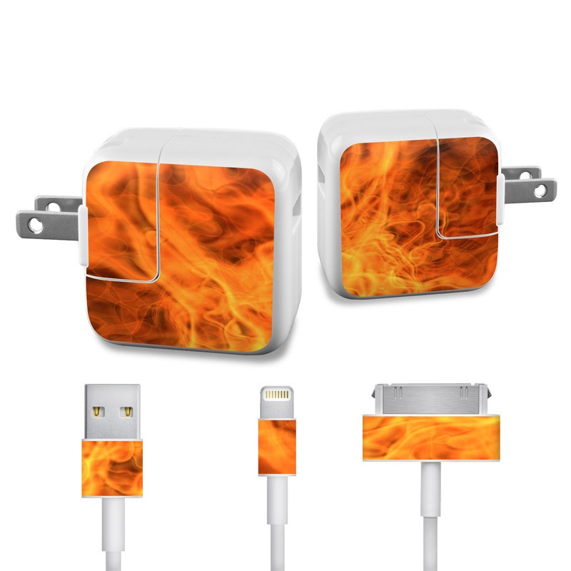 Apple 12W USB Power Adapter Skin design of Flame, Fire, Heat, Orange, with red, orange, black colors