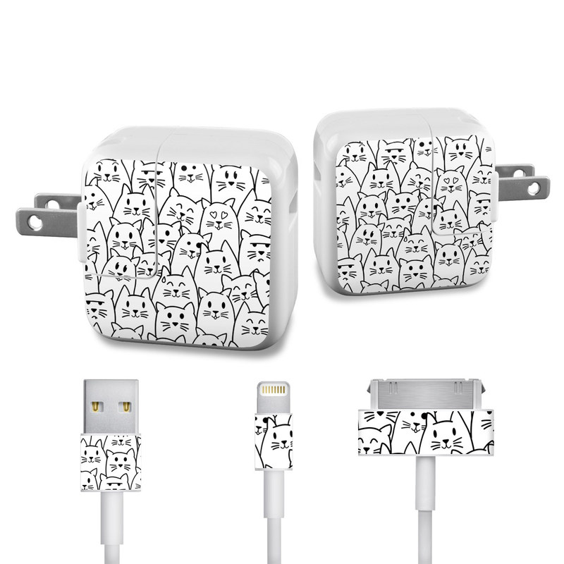 Apple 12W USB Power Adapter Skin design of White, Line art, Text, Black, Pattern, Black-and-white, Line, Design, Font, Organism, with white, black colors
