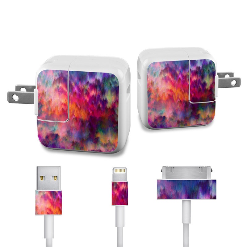 Apple 12W USB Power Adapter Skin design of Sky, Purple, Pink, Blue, Violet, Painting, Watercolor paint, Lavender, Cloud, Art, with red, blue, purple, orange, green colors