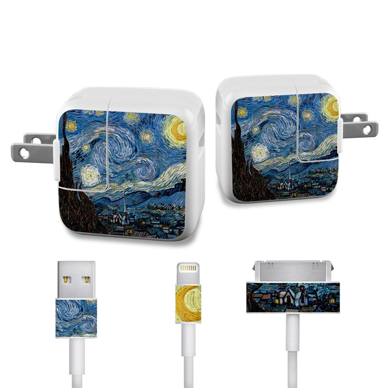 Apple 12W USB Power Adapter Skin design of Painting, Purple, Art, Tree, Illustration, Organism, Watercolor paint, Space, Modern art, Plant, with gray, black, blue, green colors