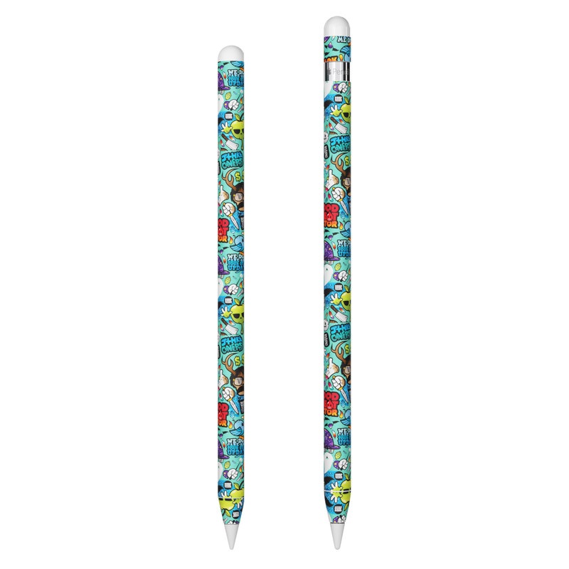 Apple Pencil Skin design of Cartoon, Art, Pattern, Design, Illustration, Visual arts, Doodle, Psychedelic art with black, blue, gray, red, green colors