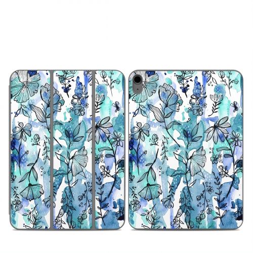 Blue Ink Floral Smart Folio for iPad Series Skin