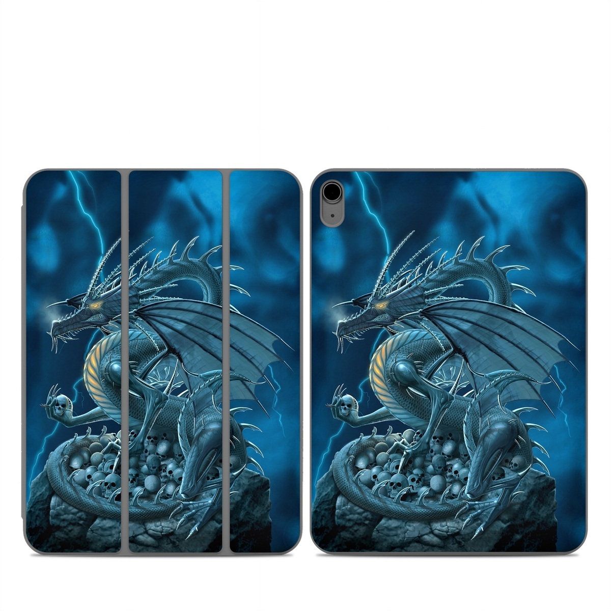 Smart Folio for iPad Series Skin design of Cg artwork, Dragon, Mythology, Fictional character, Illustration, Mythical creature, Art, Demon, with blue, yellow colors