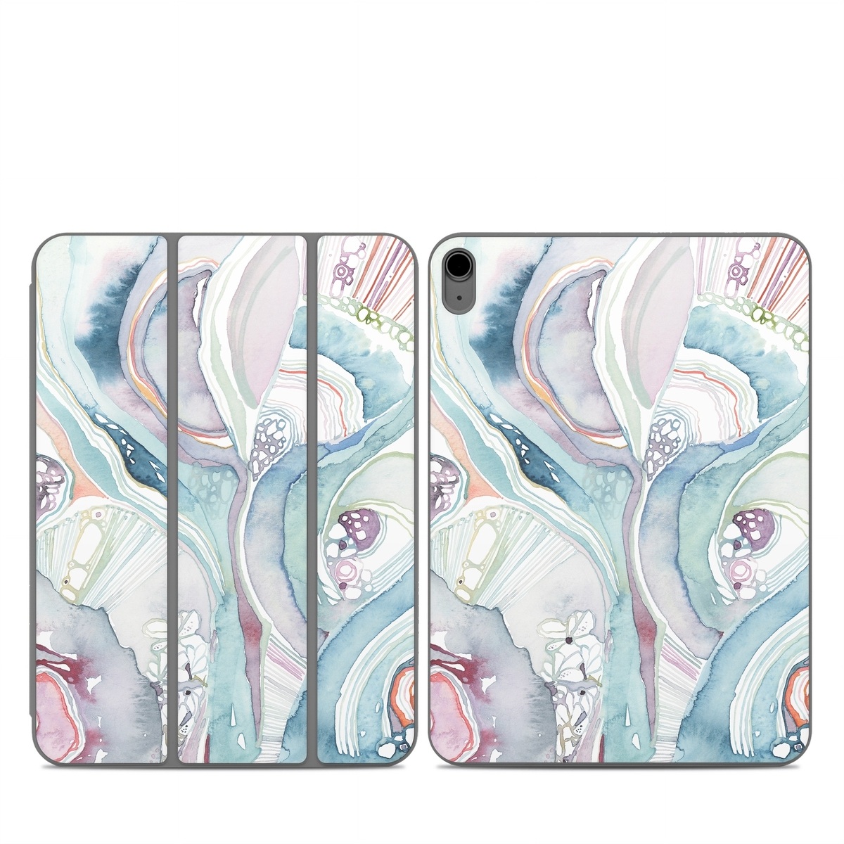 Smart Folio for iPad Series Skin design of Watercolor paint, Plant, Art, Illustration, Flower, with blue, purple, pink, red, orange colors