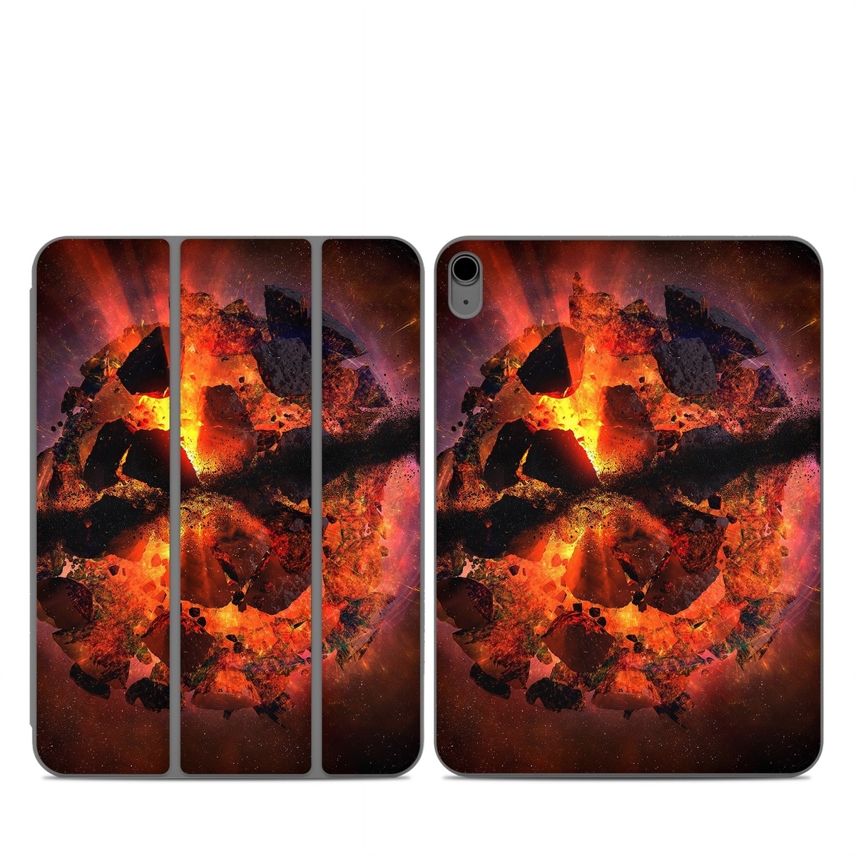 Smart Folio for iPad Series Skin design of Flame, Heat, Fire, Space, Atmosphere, Charcoal, Explosion, Geological phenomenon, Ash, Graphics, with black, red colors