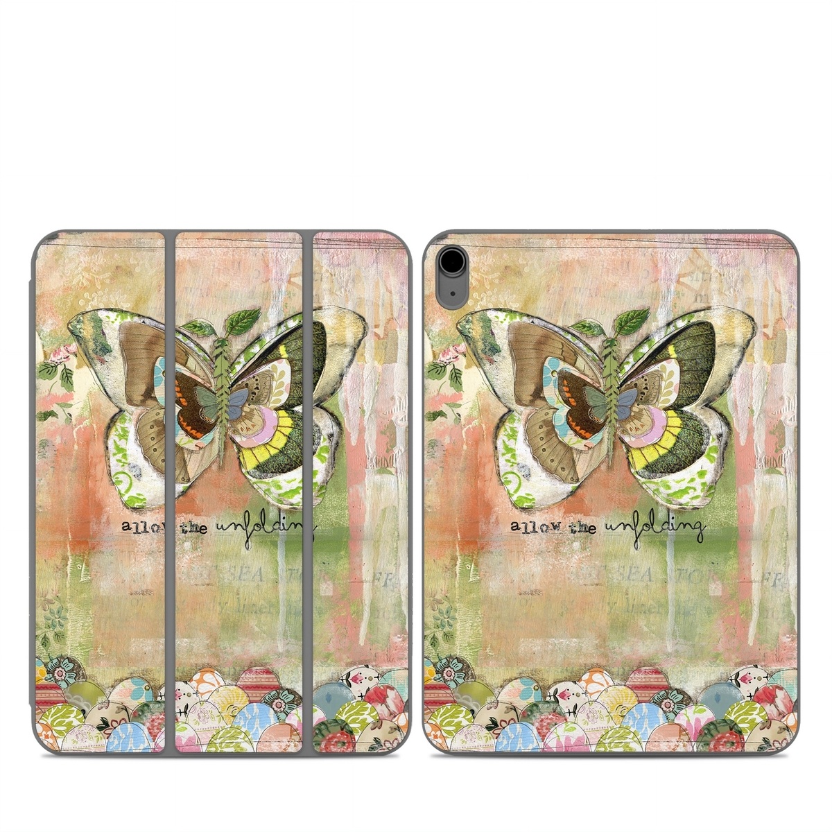 Smart Folio for iPad Series Skin design of Butterfly, Art, Fictional character, Pollinator, Moths and butterflies, Watercolor paint, Illustration, with green, brown, yellow, blue, pink, red colors
