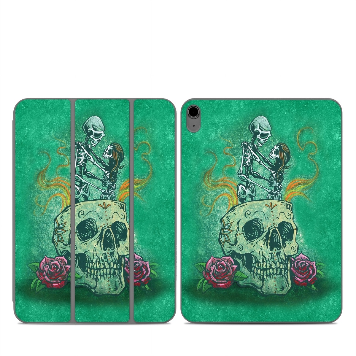 Smart Folio for iPad Series Skin design of Bone, Skull, Aqua, Pattern, Electric blue, Fashion accessory, Font, Fictional character, Art, Grass, with green, pink, red, yellow, orange, white, gray colors