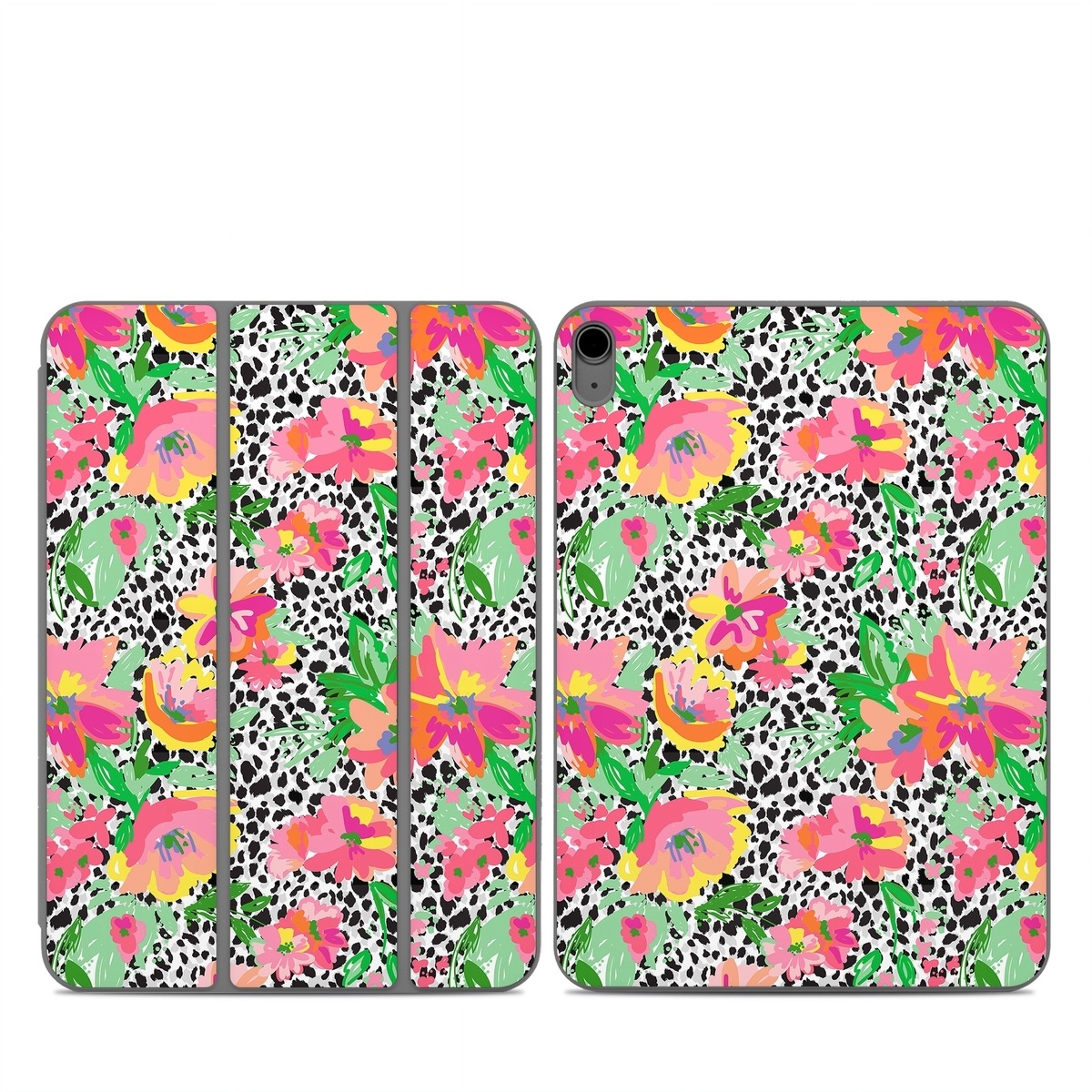Smart Folio for iPad Series Skin design of Flower, Petal, Textile, Pink, Creative arts, Art, Magenta, Pattern, Plant, Symmetry, with pink, orange, yellow, purple, green, black, white colors