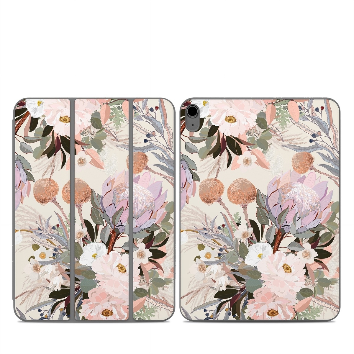 Smart Folio for iPad Series Skin design of Flower, Floral design, Watercolor paint, Plant, Spring, Branch, Flower Arranging, Lilac, Floristry, Petal, with pink, purple, green, brown, white, yellow, black colors