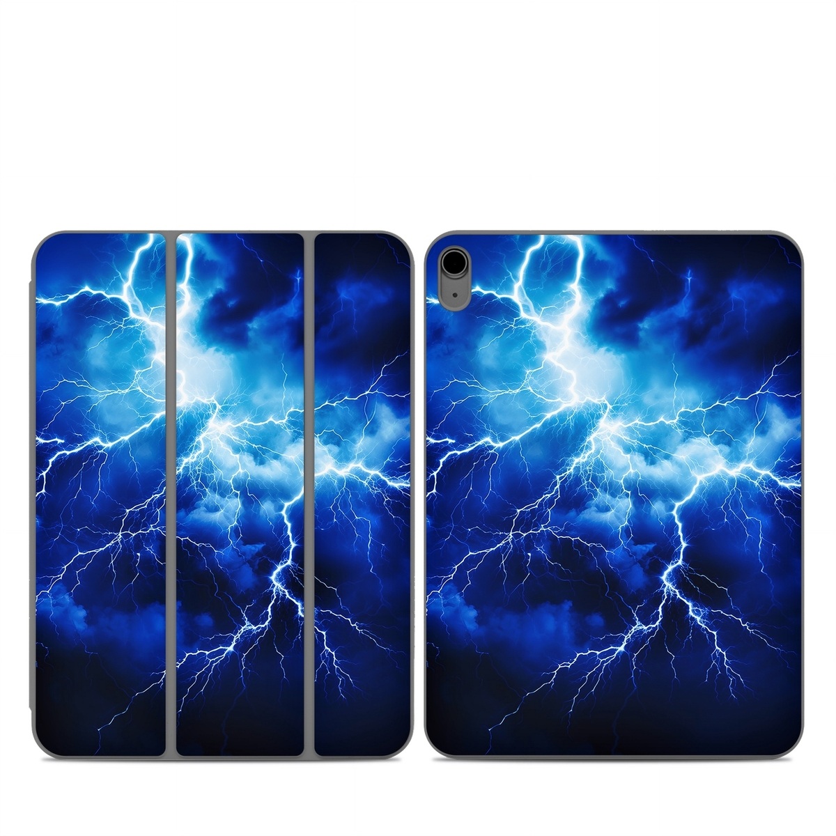 Smart Folio for iPad Series Skin design of Thunder, Sky, Atmosphere, Daytime, Cloud, Water, Lightning, Light, Azure, Natural environment, with black, blue colors