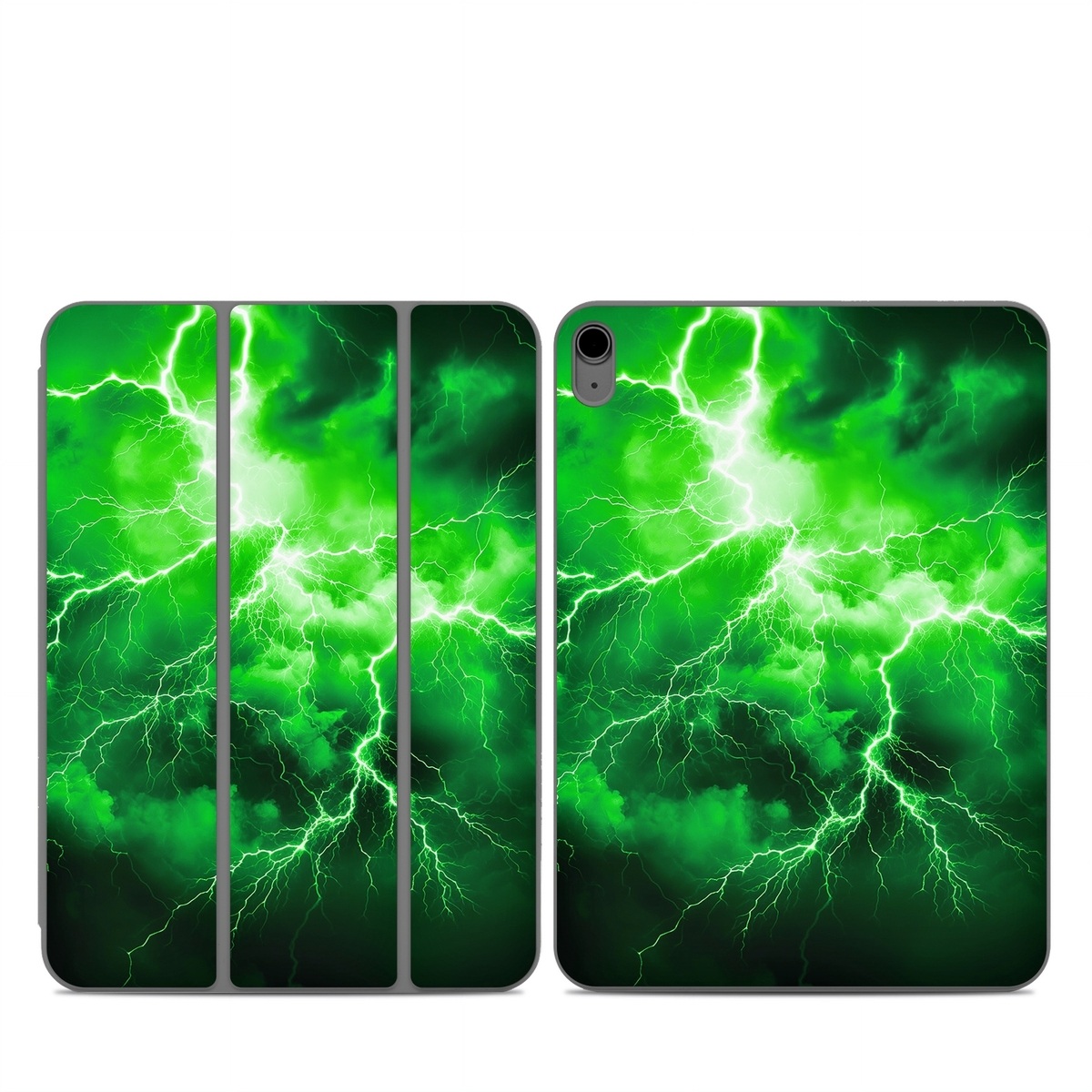 Smart Folio for iPad Series Skin design of Water, Atmosphere, Thunder, Light, Green, Sky, Natural environment, Natural landscape, Electricity, Organism, with black, green colors