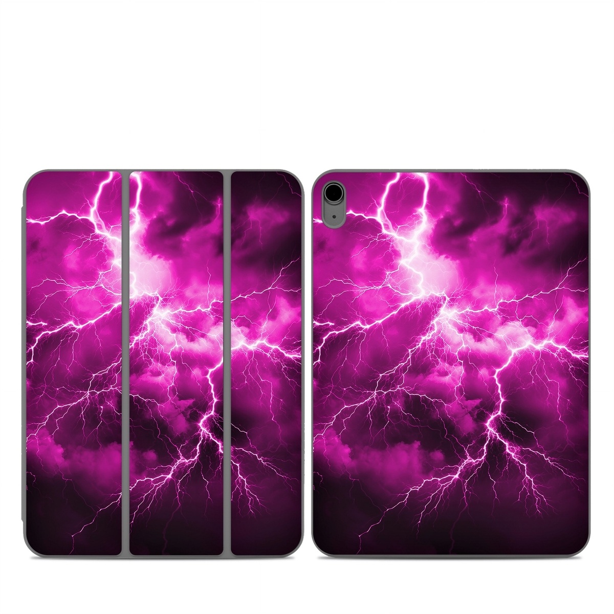 Smart Folio for iPad Series Skin design of Sky, Thunder, Lightning, Thunderstorm, Atmosphere, White, Purple, Light, Nature, Water, with black, pink colors