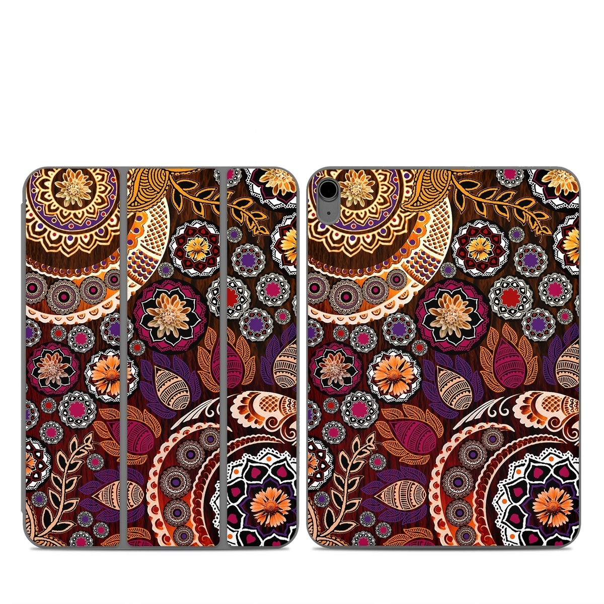 Smart Folio for iPad Series Skin design of Pattern, Motif, Visual arts, Design, Art, Floral design, Textile, Paisley, Tapestry, Circle, with brown, purple, red, white, black colors