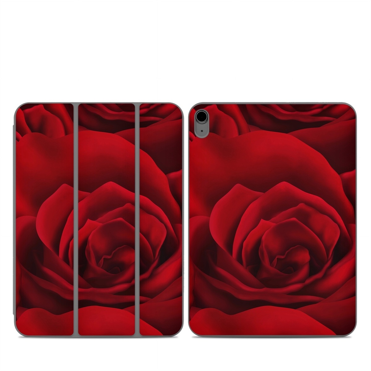 Smart Folio for iPad Series Skin design of Red, Garden roses, Rose, Petal, Flower, Nature, Floribunda, Rose family, Close-up, Plant, with black, red colors