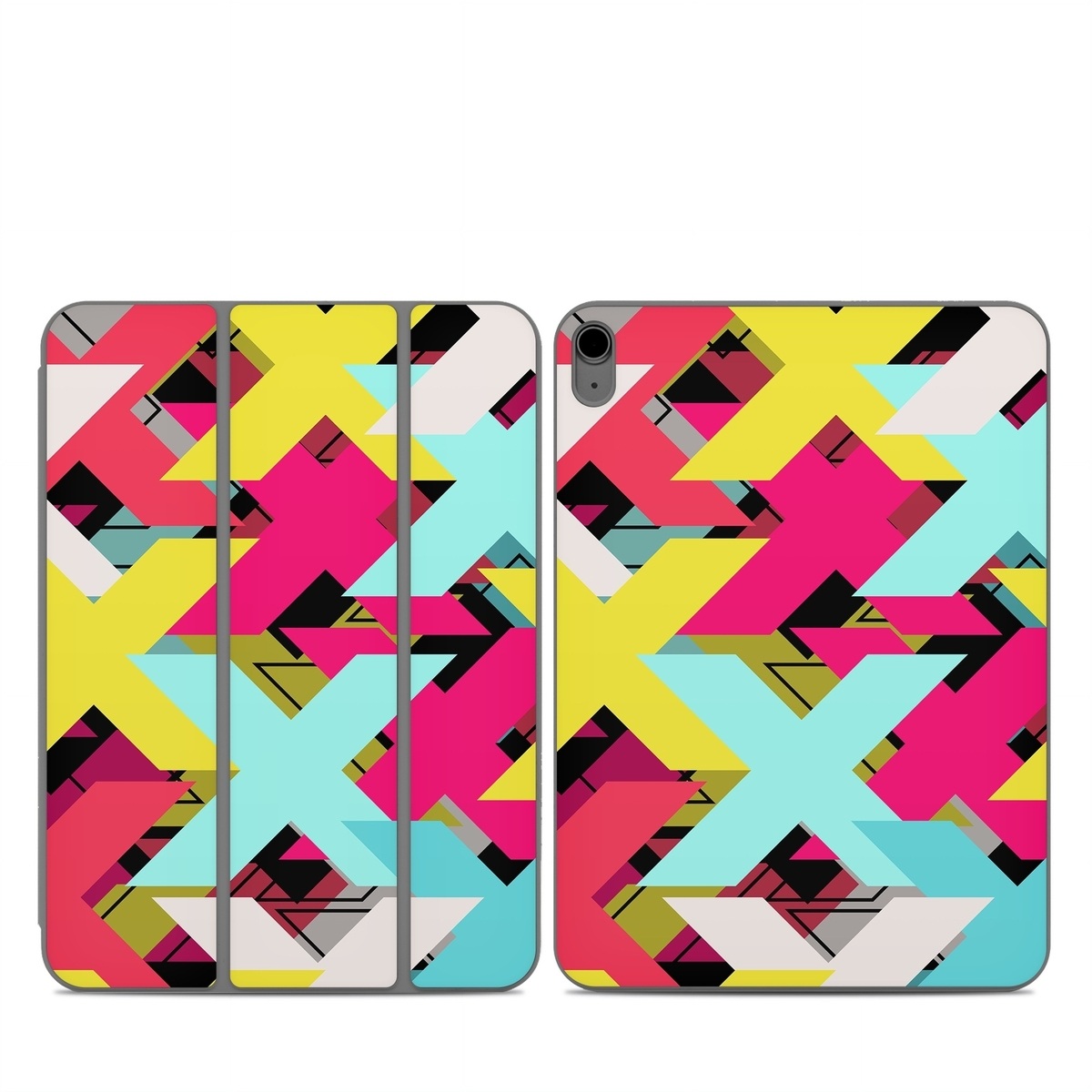 Smart Folio for iPad Series Skin design of Pattern, Graphic design, Line, Design, Triangle, Font, Illustration, Magenta, Visual arts, with yellow, blue, white, black, red, pink colors