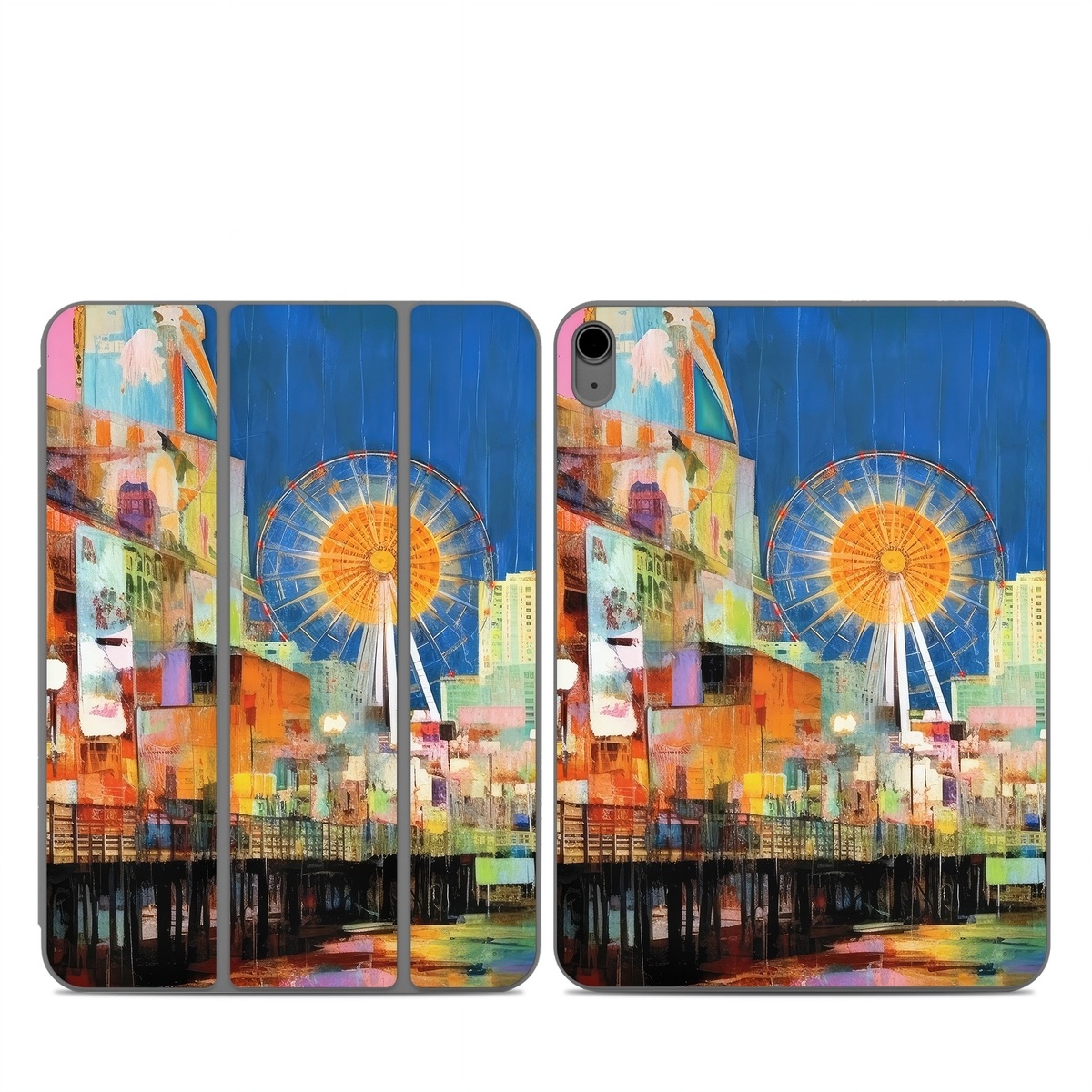 Smart Folio for iPad Series Skin design of Light, World, Window, Tints and shades, City, Art, Leisure, Event, Building, Ferris wheel, with black, white, blue, pink, red, orange, yellow, green colors