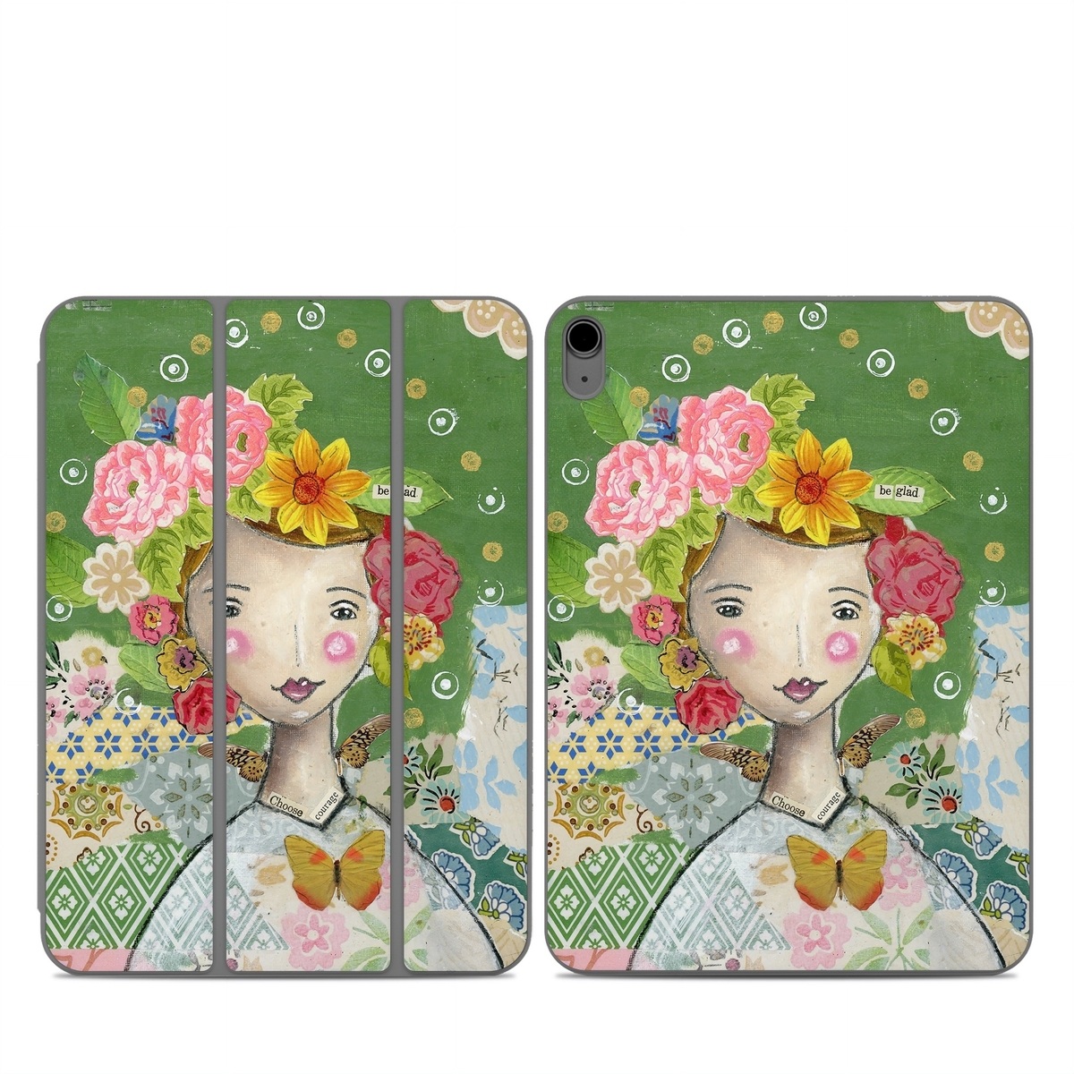 Smart Folio for iPad Series Skin design of Watercolor paint, Illustration, Art, Painting, Plant, Flower, Visual arts, Paint, Child art, Acrylic paint, with green, pink, red, orange, white, blue, brown colors