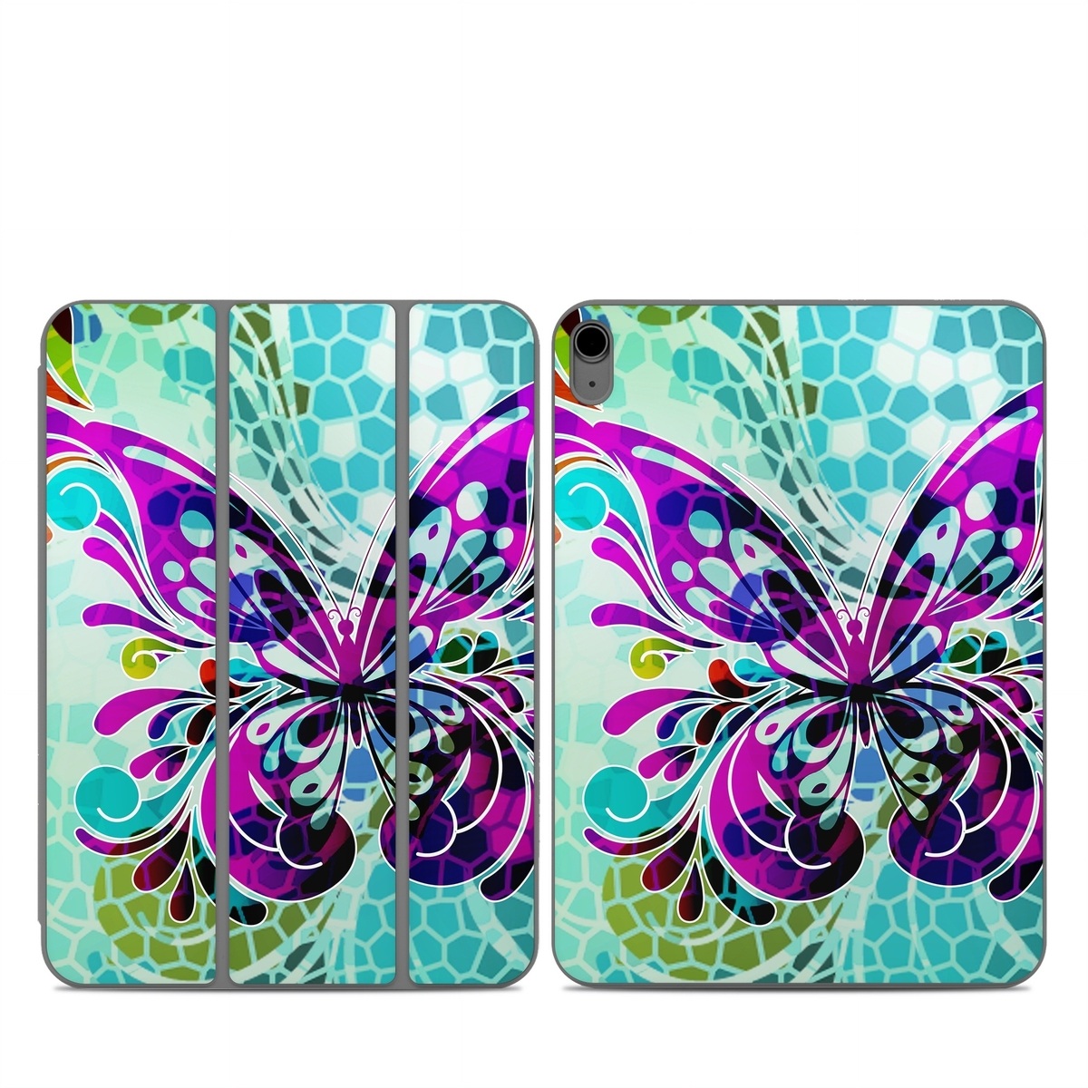 Smart Folio for iPad Series Skin design of Butterfly, Pattern, Insect, Moths and butterflies, Purple, Graphic design, Design, Pollinator, Visual arts, Magenta, with blue, green, purple colors