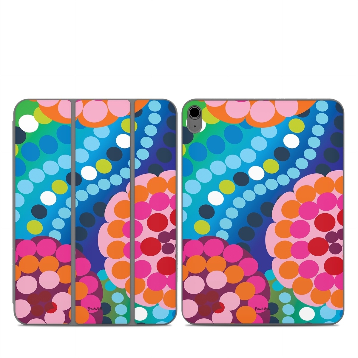 Smart Folio for iPad Series Skin design of Pattern, Circle, Orange, Colorfulness, Design, Line, Polka dot, Graphic design, Graphics, Heart, with blue, green, pink, orange, purple colors