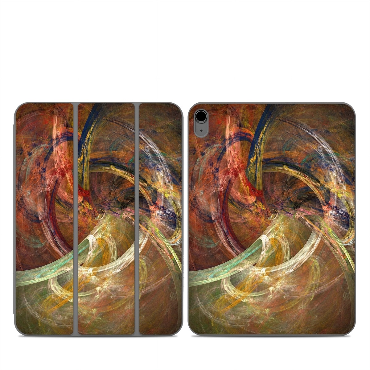 Smart Folio for iPad Series Skin design of Fractal art, Art, Painting, Visual arts, Modern art, Graphics, Artwork, Stock photography, Circle, Space, with brown, red, yellow, orange, green colors