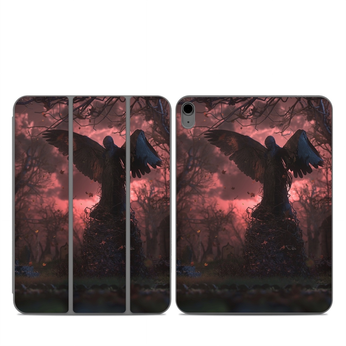 Smart Folio for iPad Series Skin design of Nature, Sky, Atmospheric phenomenon, Tree, Atmosphere, Darkness, Night, Screenshot, Cg artwork, Fictional character, with black, red colors