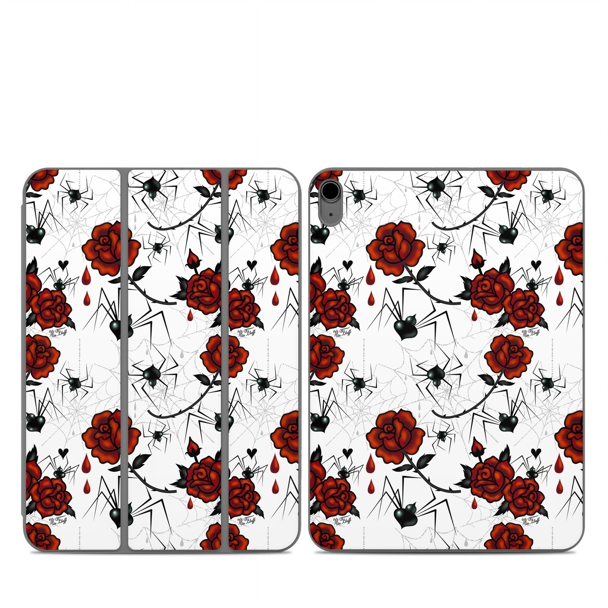Smart Folio for iPad Series Skin design of Red, Pattern, Flower, Plant, Design, Floral design, Petal, Coquelicot, Wildflower, Rose, with black, white, red colors