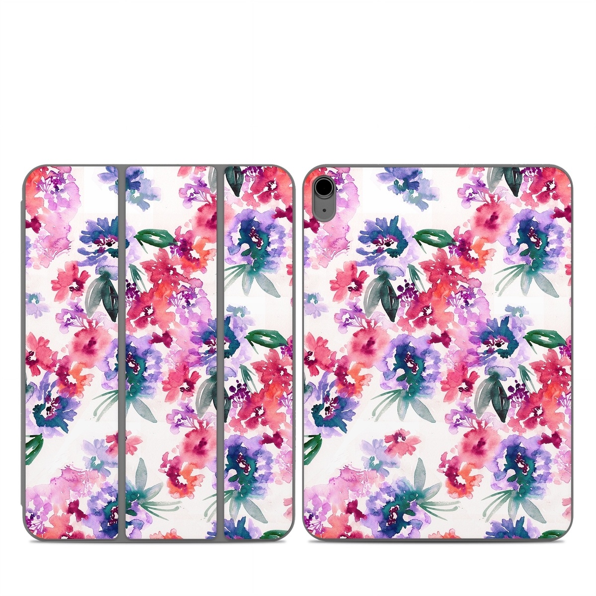 Smart Folio for iPad Series Skin design of Purple, Pattern, Pink, Lilac, Violet, Flower, Watercolor paint, Floral design, Plant, Design, with green, pink, red, purple, white colors