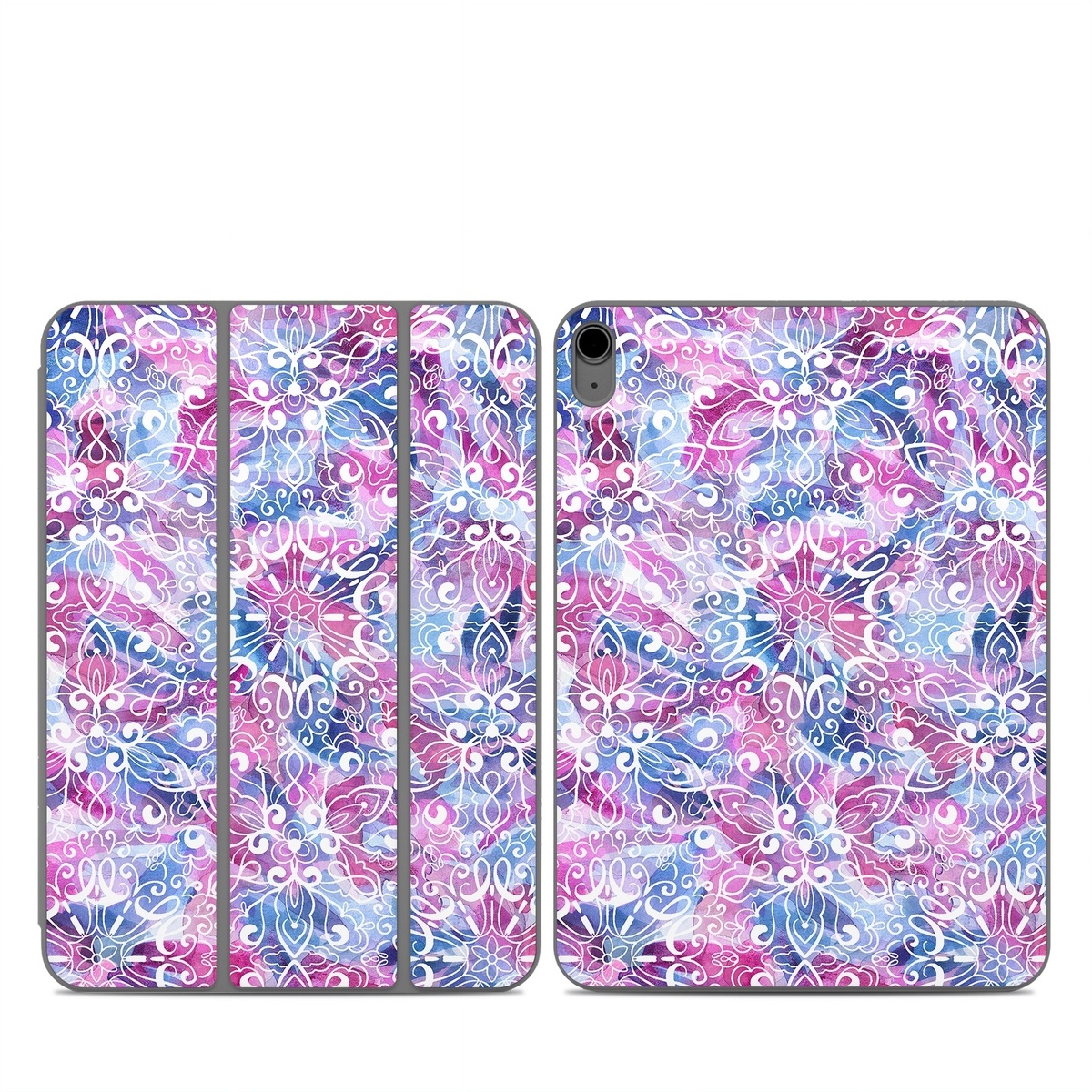 Smart Folio for iPad Series Skin design of Pattern, Pink, Lilac, Design, Textile, Visual arts, Motif, Floral design, Plant, with blue, pink, purple, white colors