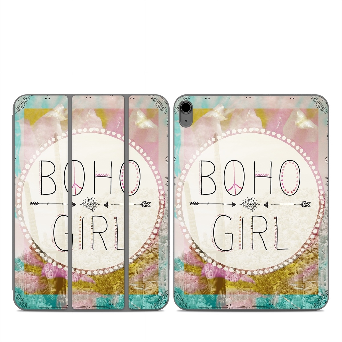 Smart Folio for iPad Series Skin design of Text, Font, Line, Pattern, Textile, Art, Circle, Visual arts, Illustration, Graphics, with blue, pink, yellow, black colors