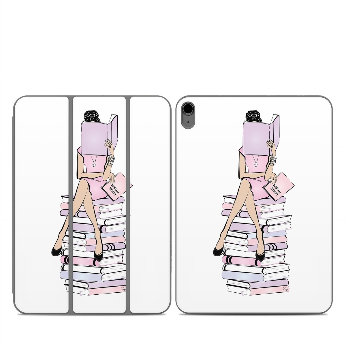 Smart Folio for iPad Series Skin design of Gesture, Art, Cartoon, Font, Drawing, Illustration, Painting, Fictional character, Animation, Diagram, with black, white, pink, purple, blue, yellow, brown colors