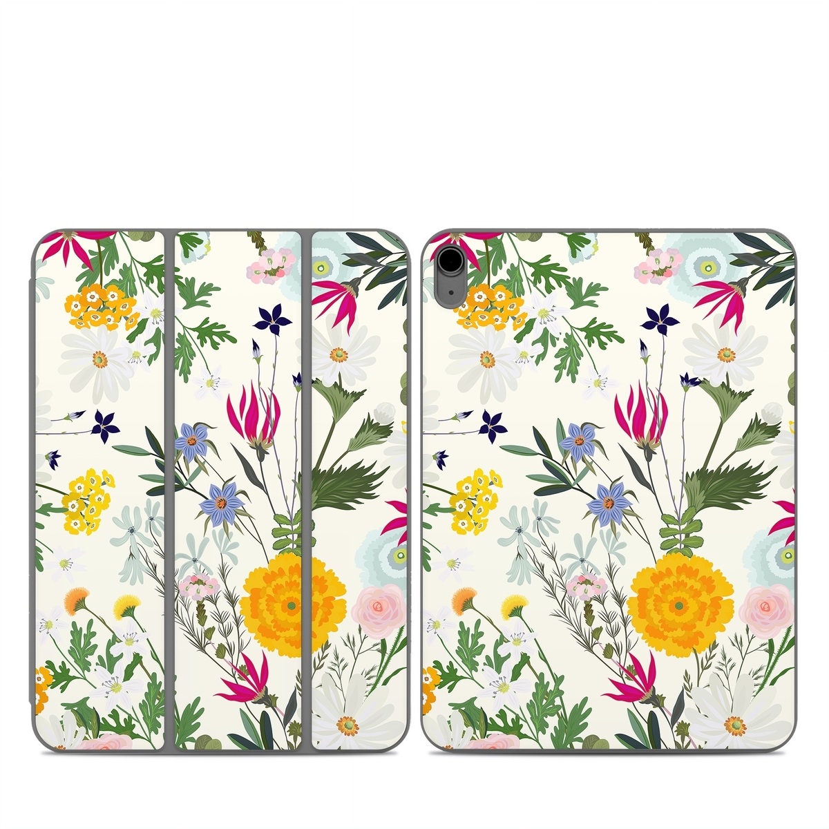 Smart Folio for iPad Series Skin design of Flower, Wildflower, chamomile, Floral design, Plant, camomile, Botany, Clip art, Cut flowers, Daisy, with white, green, pink, orange, yellow, red colors