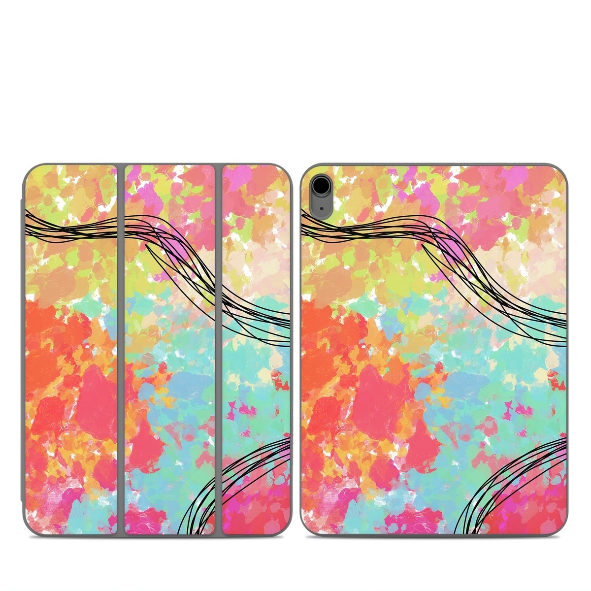 Smart Folio for iPad Series Skin design of Pattern, Line, Graphic Design, Design, Visual Arts, Art, Plant, Wallpaper, Illustration, Cg Artwork, with black, white, red, pink, blue, green, yellow, orange, brown colors