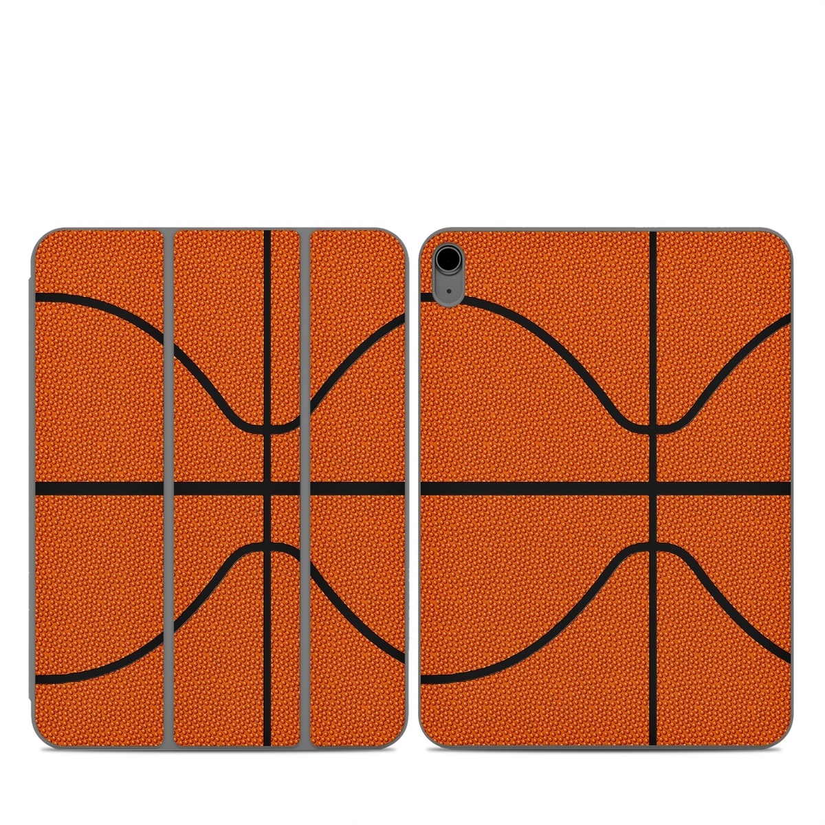 Smart Folio for iPad Series Skin design of Orange, Basketball, Line, Pattern, Sport venue, Brown, Yellow, Design, Net, Team sport, with orange, black colors