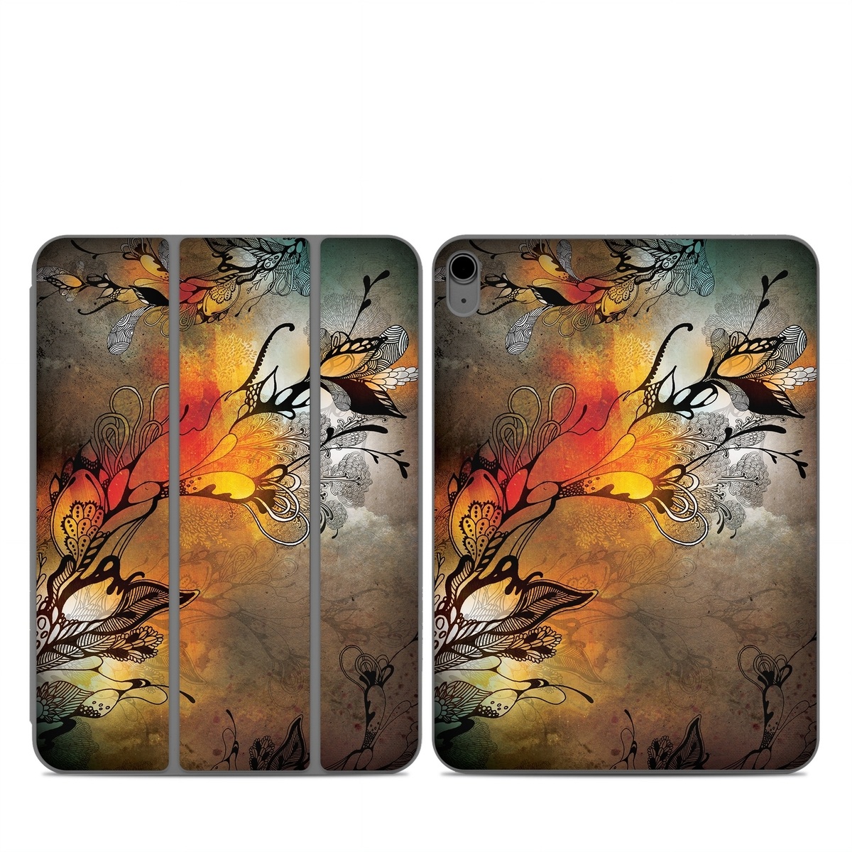 Smart Folio for iPad Series Skin design of Yellow, Orange, Art, Branch, Leaf, Graphic design, Visual arts, Pattern, Design, Modern art, with black, red, orange, yellow colors