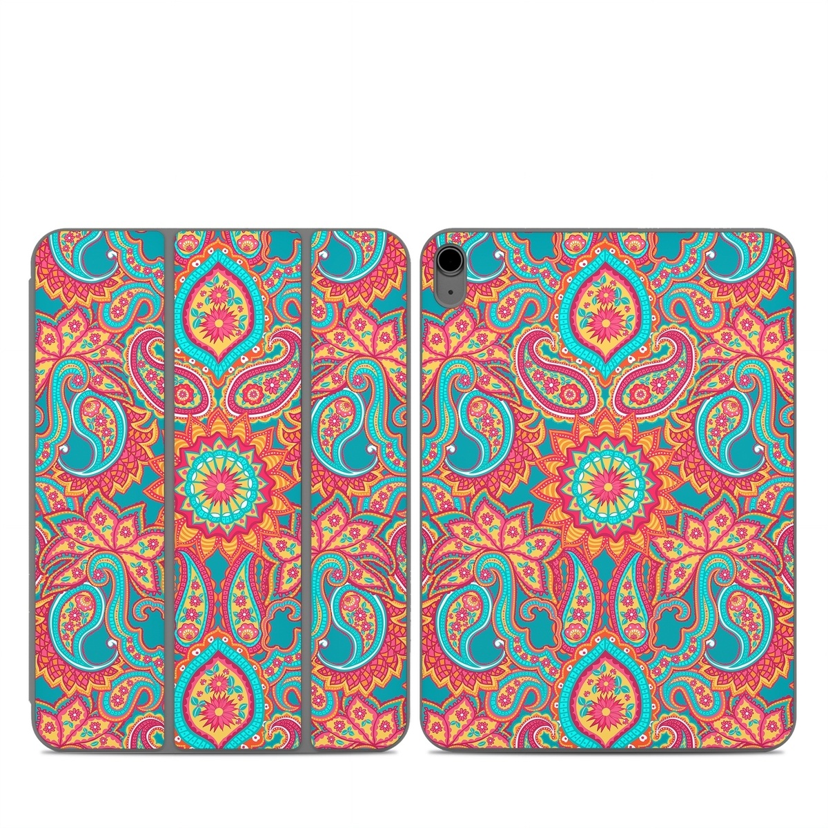 Smart Folio for iPad Series Skin design of Pattern, Paisley, Motif, Visual arts, Design, Art, Textile, Psychedelic art, with orange, yellow, blue, red colors