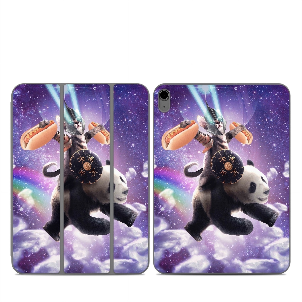 Smart Folio for iPad Series Skin design of Bear, Illustration, Outer space, Animated cartoon, Graphic design, Teddy bear, Space, Sky, Graphics, Fictional character, with black, white, blue, brown, gray, red, yellow, green, pink colors
