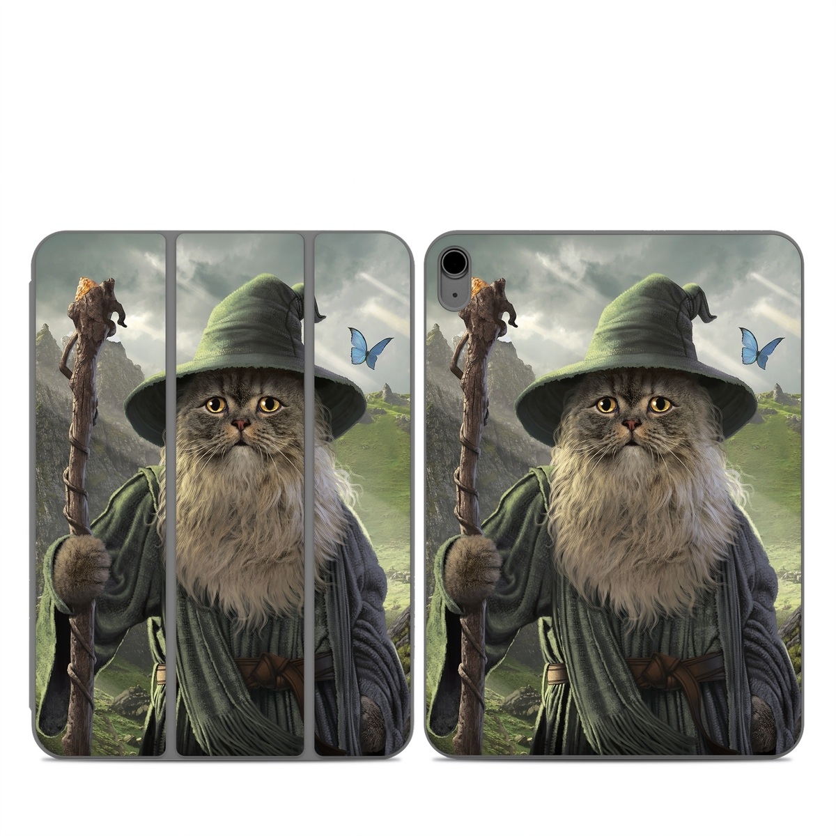 Smart Folio for iPad Series Skin design of Beard, Facial hair, Illustration, Mythology, Magician, Fictional character, Cg artwork, Games, Art, with green, gray, brown, blue, green, white, yellow, black colors