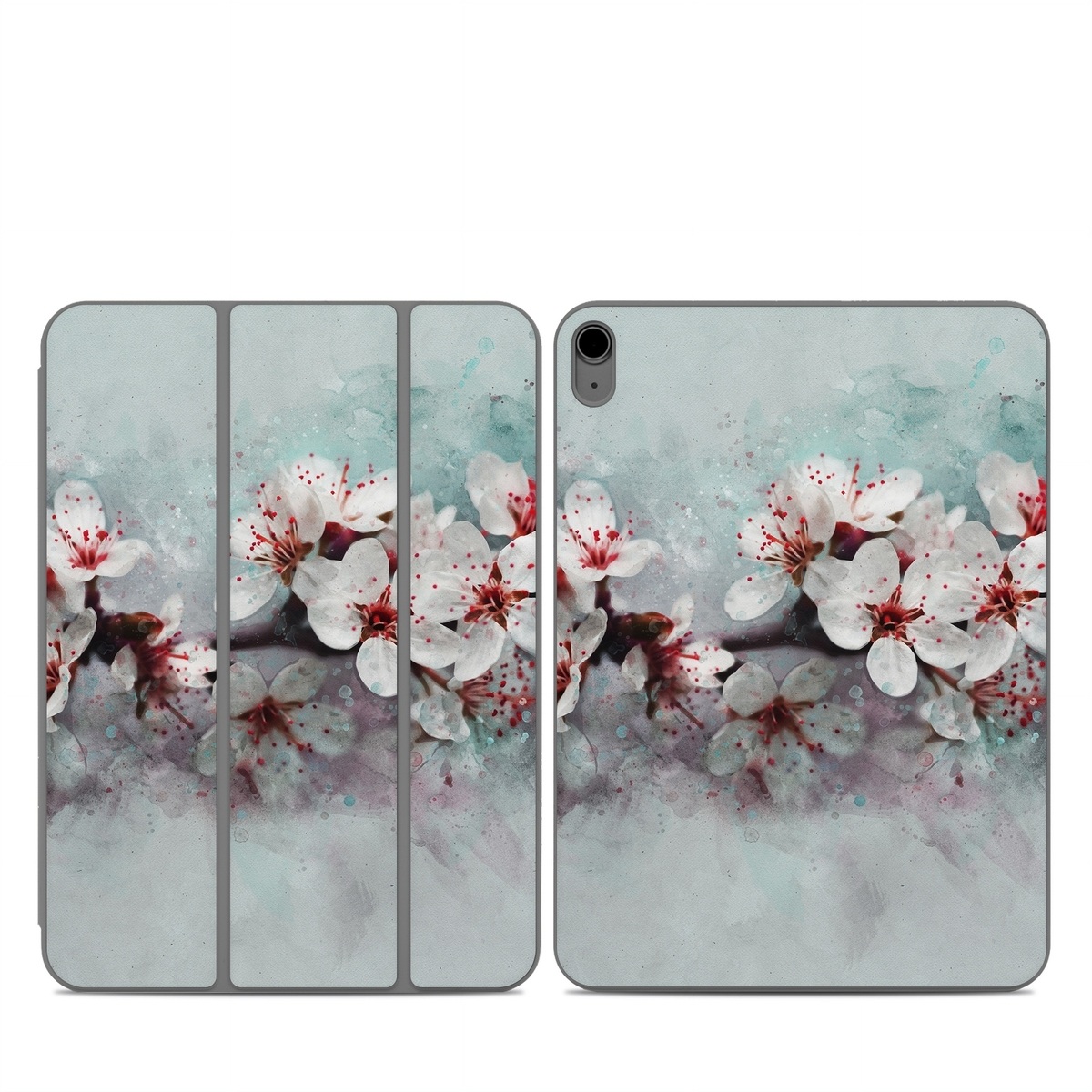 Smart Folio for iPad Series Skin design of Blossom, Flower, Cherry blossom, Watercolor paint, Plant, Spring, Pink, Petal, Branch, Painting, with white, gray, red, pink, purple, blue colors