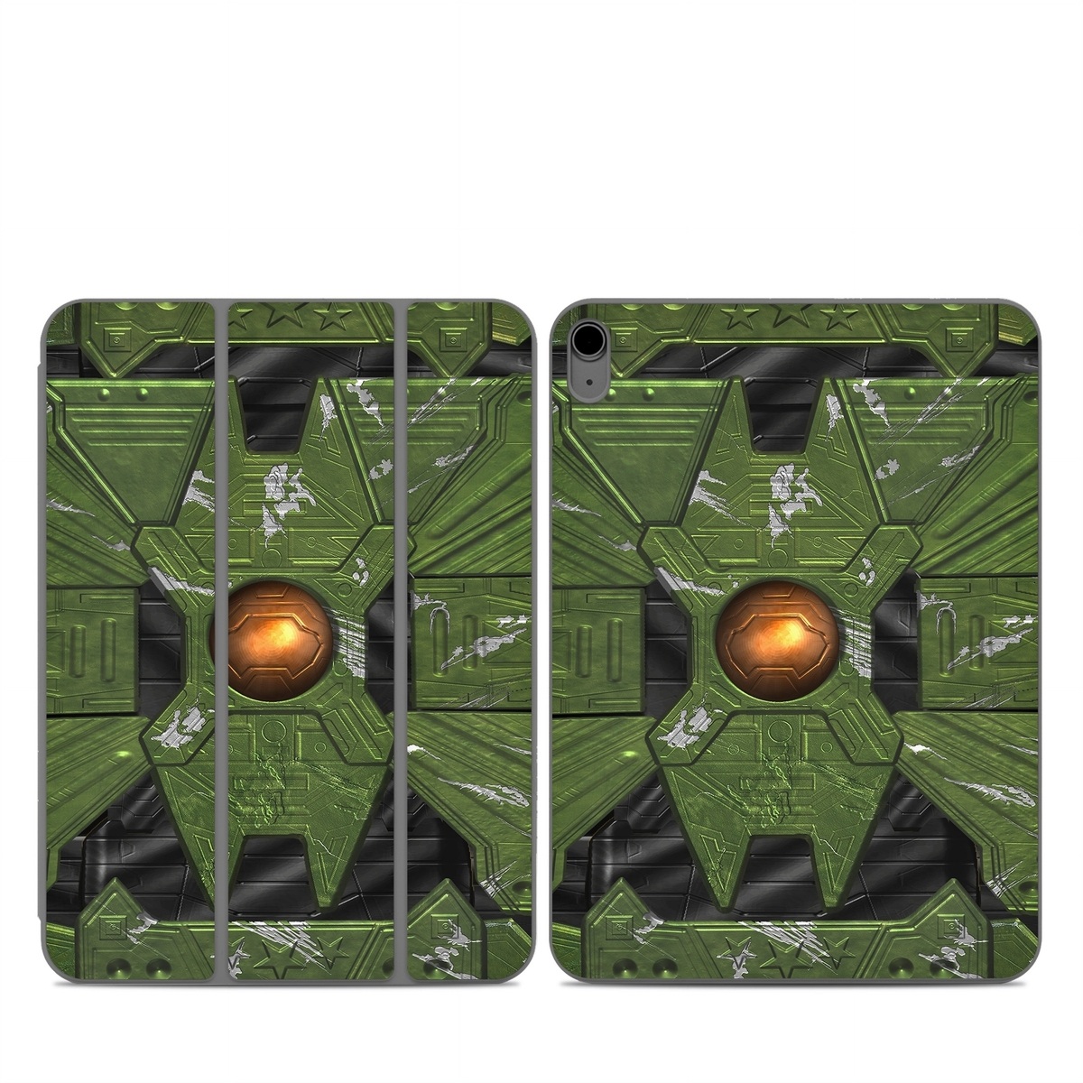 Smart Folio for iPad Series Skin design of Green, Fictional character, Games, Fiction, Pc game, Illustration, Strategy video game, Digital compositing, Art, Screenshot, with green, yellow, orange, black colors