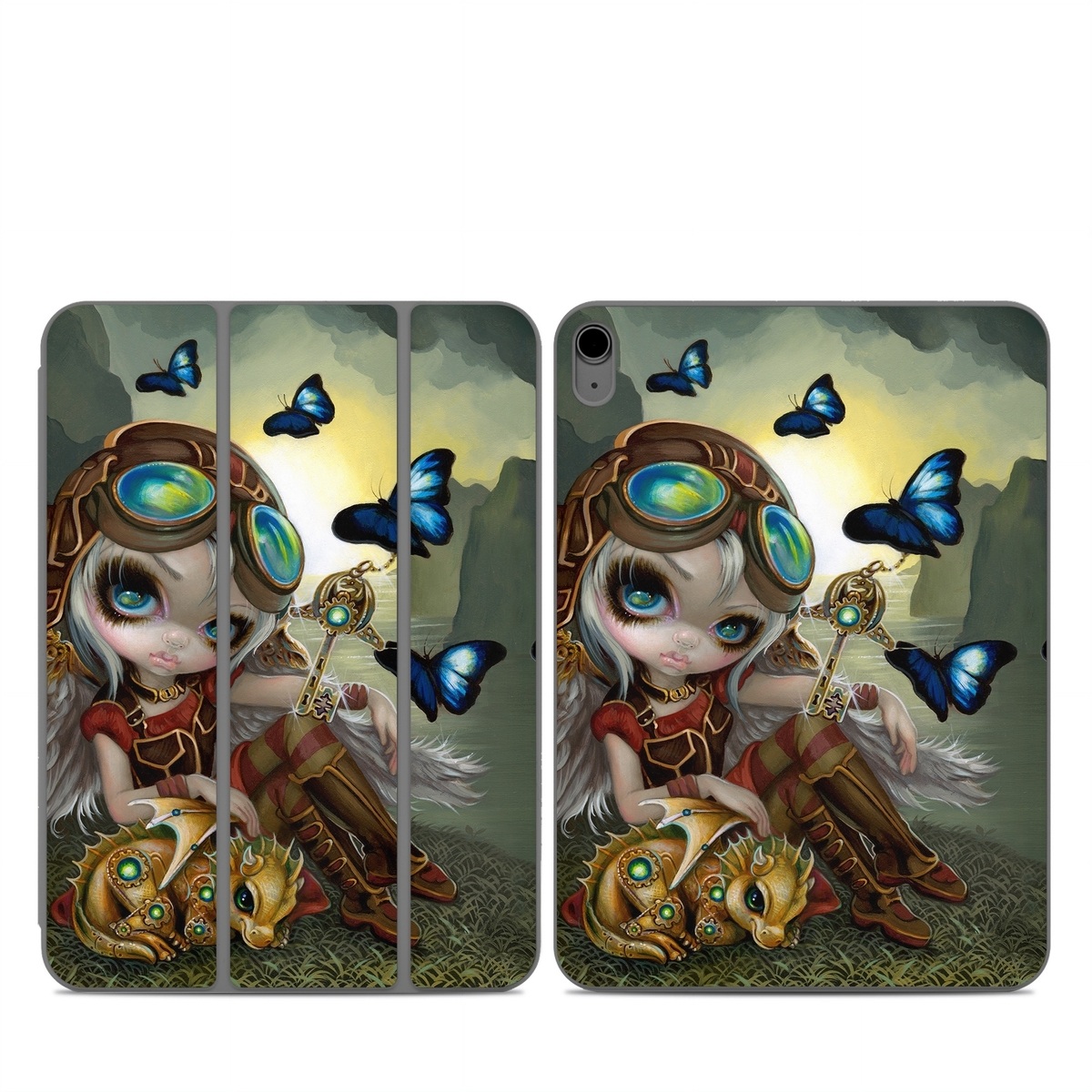 Smart Folio for iPad Series Skin design of Cg artwork, Illustration, Fictional character, Art, Mythology, Games, Massively multiplayer online role-playing game, with black, green, red, yellow, brown, blue colors