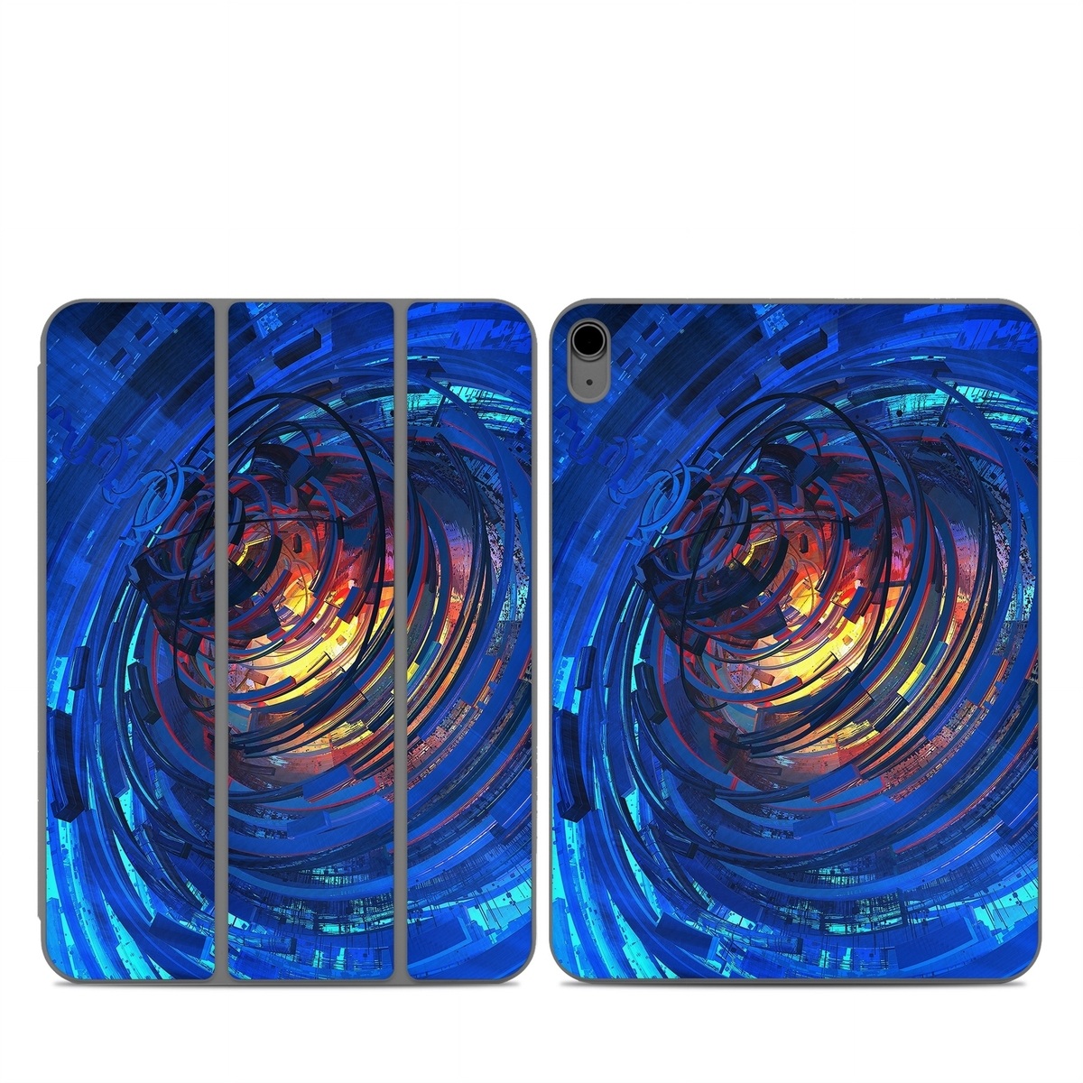 Smart Folio for iPad Series Skin design of Blue, Water, Circle, Vortex, Electric blue, Wave, Liquid, Graphics, Pattern, Colorfulness, with blue, orange, yellow colors