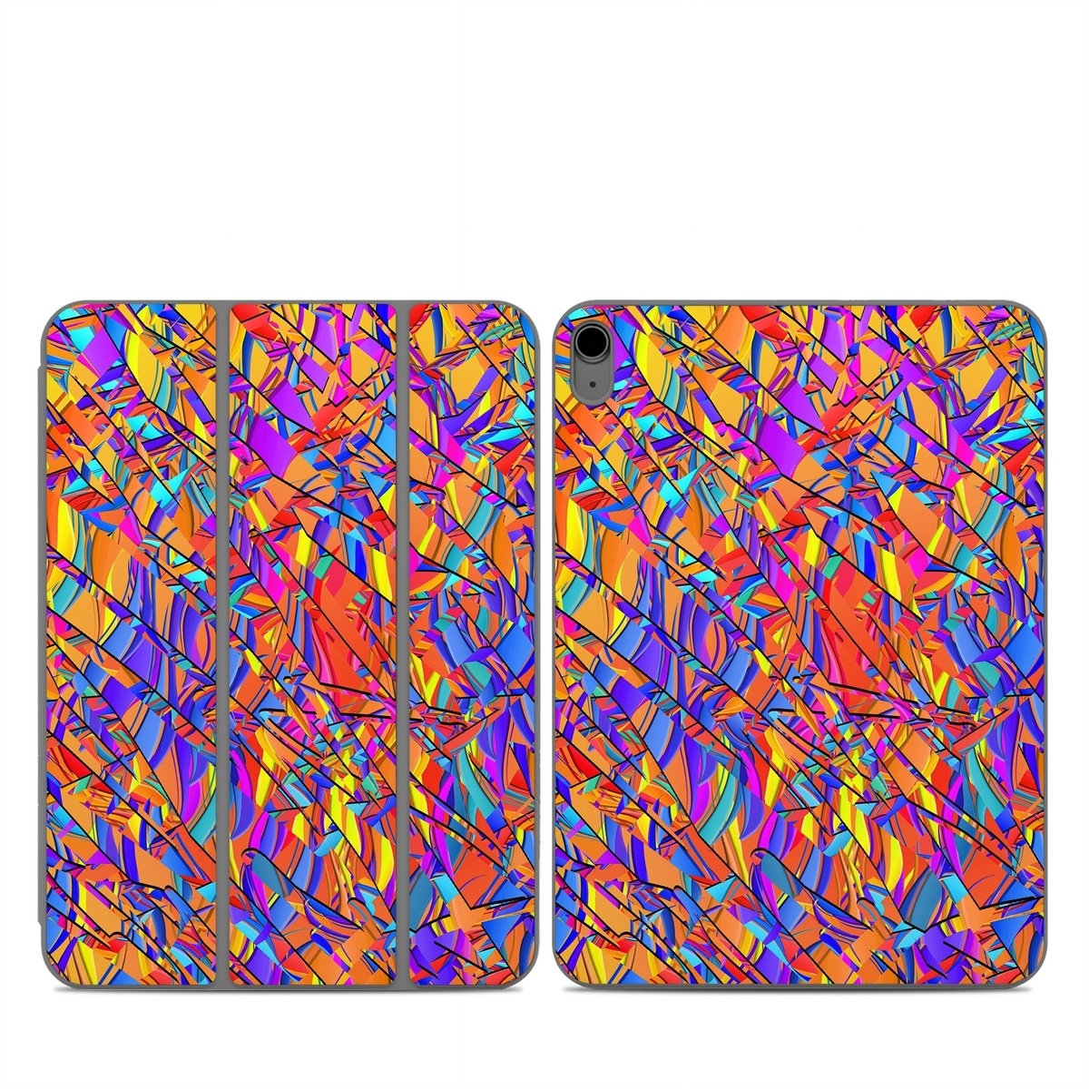 Smart Folio for iPad Series Skin design of Pattern, Psychedelic art, Line, Visual arts, Art, with orange, yellow, blue, purple, pink colors