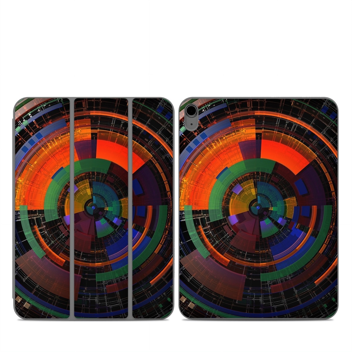 Smart Folio for iPad Series Skin design of Colorfulness, Pattern, Circle, Design, Architecture, Symmetry, Art, Spiral, Psychedelic art, with black, red, blue, green, orange, brown colors
