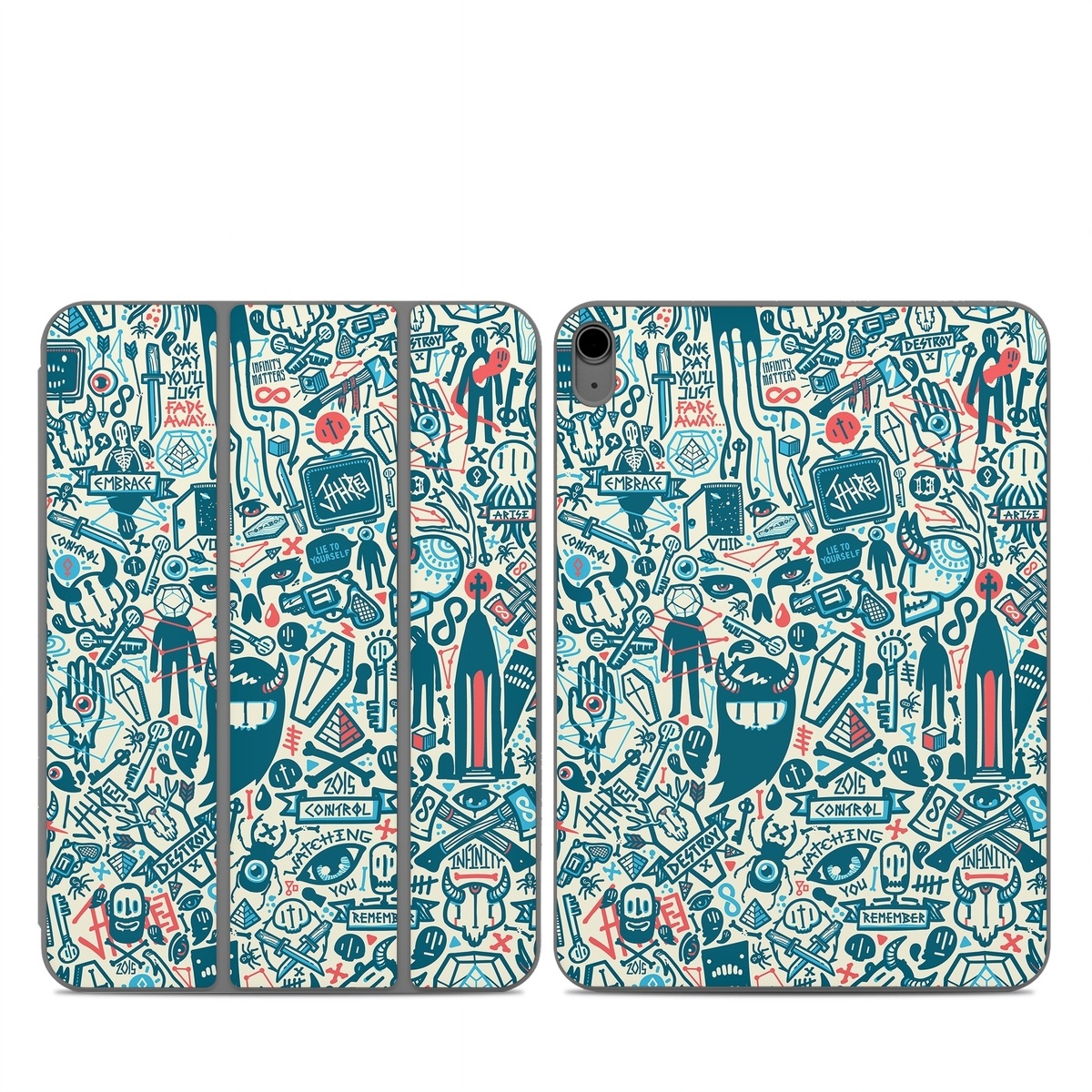 Smart Folio for iPad Series Skin design of Pattern, Psychedelic art, Turquoise, Art, Design, Visual arts, Line, Drawing, Doodle, Graphic design, with white, green, blue, red colors